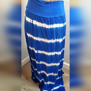 AB Studio Ocean Blue Tie-Dye Maxi Skirt